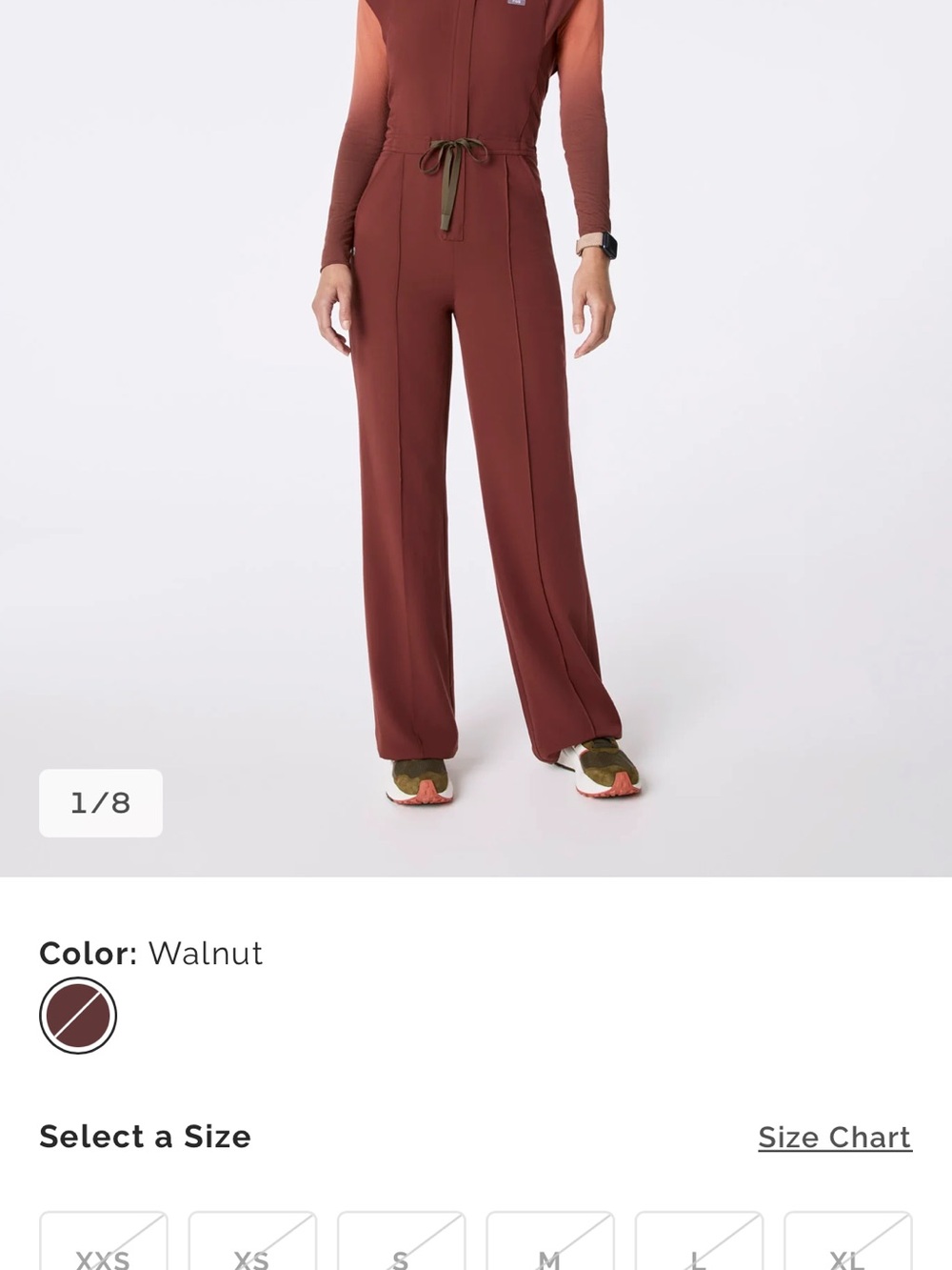 Figs Walnut Wide-Leg Drawstring Jumpsuit